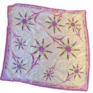 Silk Scarf Jane Astor Italian Pink Gold Square 21" Lipstick Circle 100% Silk